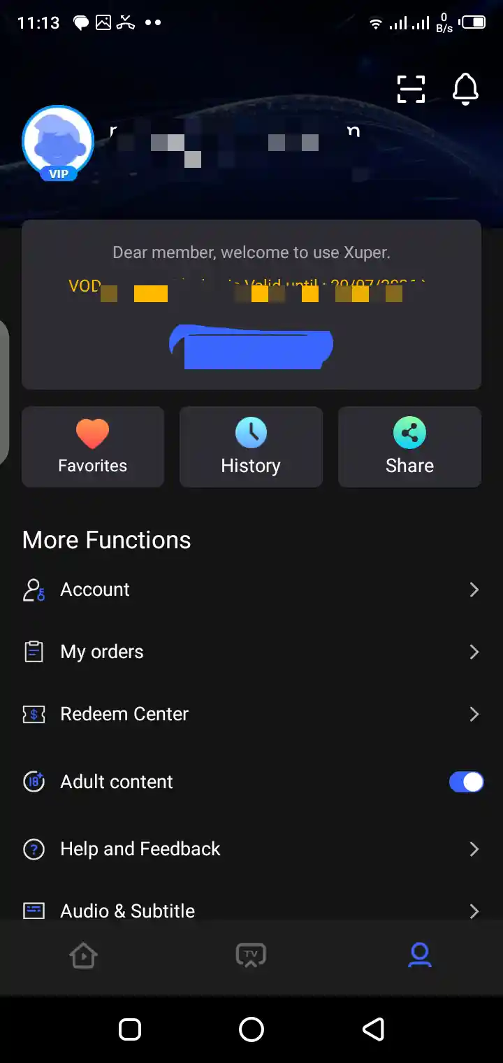 Super Hydra home screen showing movies, series, and live TV categories